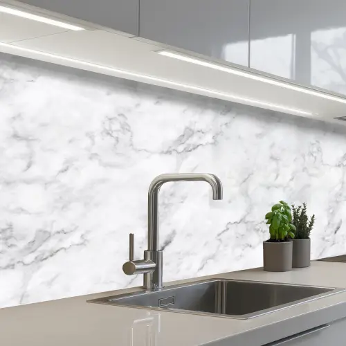 Klassiek - Marmer - Aders - Grijs keuken achterwand 2 middel 871 -3d_schuin