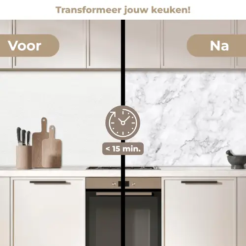 Klassiek - Marmer - Aders - Grijs keuken achterwand 2 middel 871 -voor-na2_NL