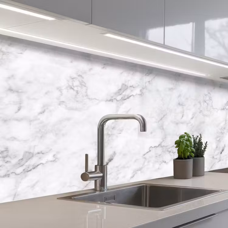 Klassiek - Marmer - Aders - Grijs keuken achterwand 2 middel 871 -3d_schuin
