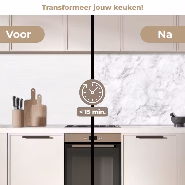 Klassiek - Marmer - Aders - Grijs keuken achterwand 2 middel 871 -voor-na2_NL
