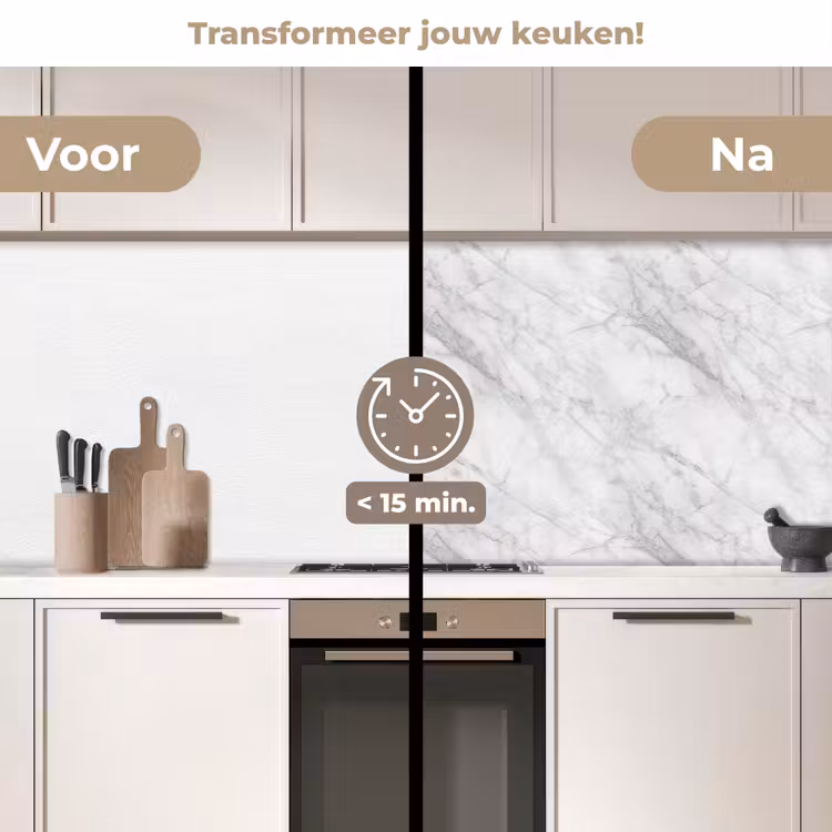 Klassiek - Marmer - Grijs keuken achterwand 2 middel 871 -voor-na2_NL