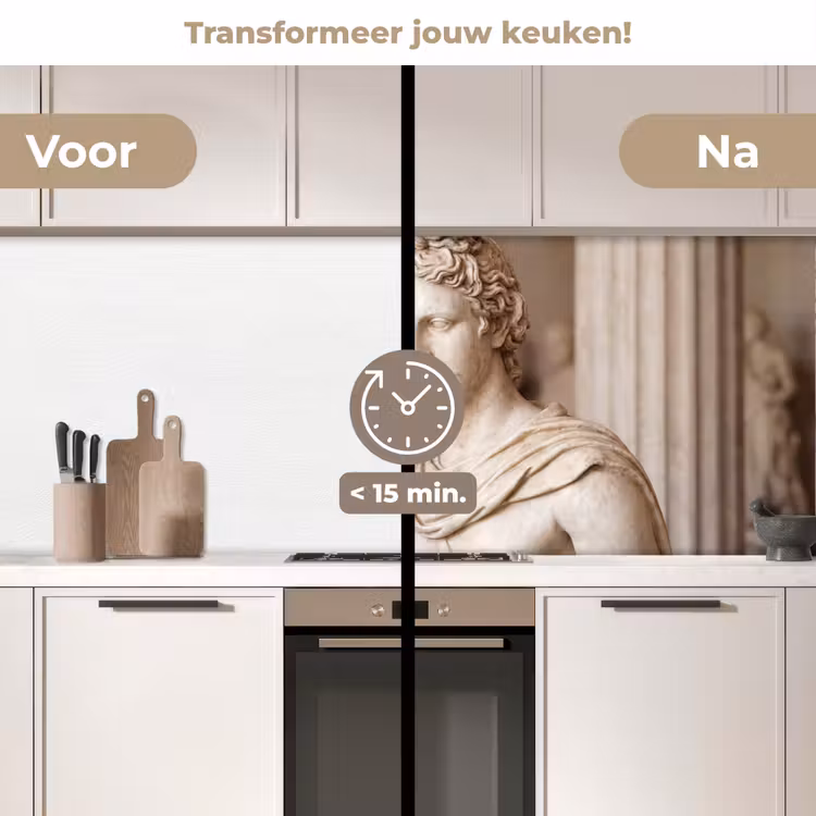 Klassiek - Marmer - Wijn keuken achterwand 2 middel -voor-na2_NL