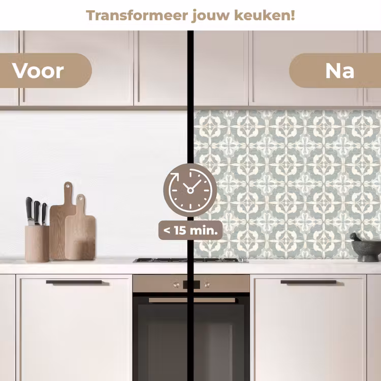 Klassiek - Pastel - Bloemaccent keuken achterwand 2 middel 871 -voor-na2_NL