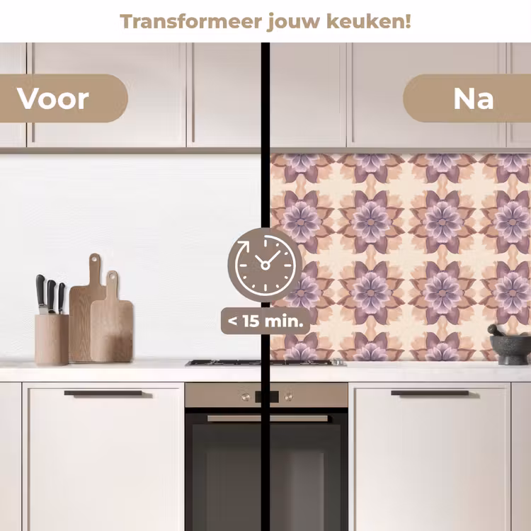 Klassiek - Patroon - Paars keuken achterwand 2 middel 871 -voor-na2_NL