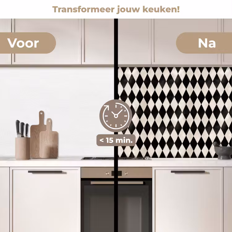 Klassiek - Patroon - Zwart keuken achterwand 2 middel 871 -voor-na2_NL
