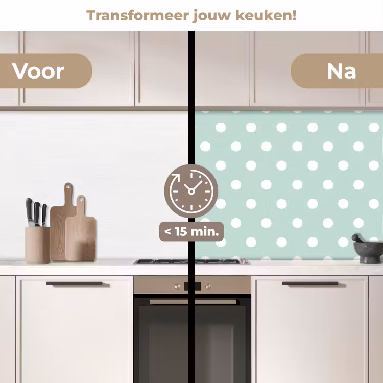 Klassiek - Polka - Groen keuken achterwand 2 middel 871 -voor-na2_NL