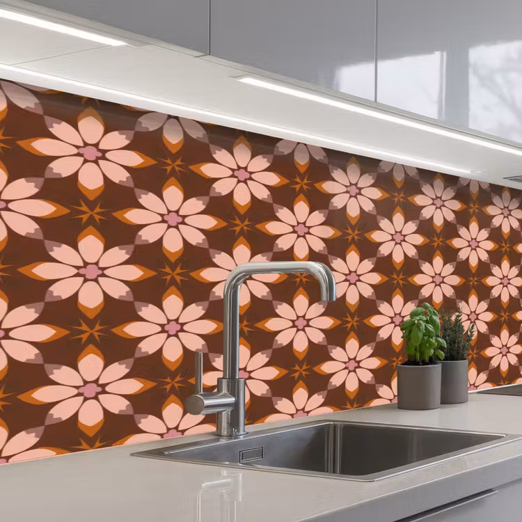 Klassiek - Retro - Bruin keuken achterwand 2 middel 871 -3d_schuin