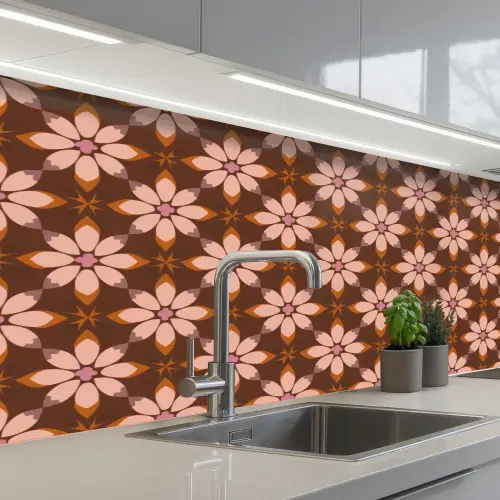 Klassiek - Retro - Bruin keuken achterwand 2 middel 871 -3d_schuin