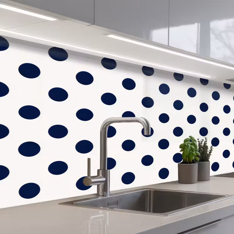 Klassiek - Stippen - Blauw keuken achterwand 2 middel 871 -3d_schuin