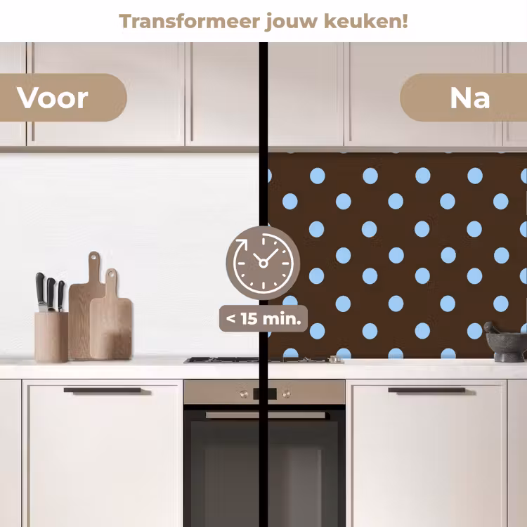 Klassiek - Stippen - Bruin keuken achterwand 2 middel 871 -voor-na2_NL