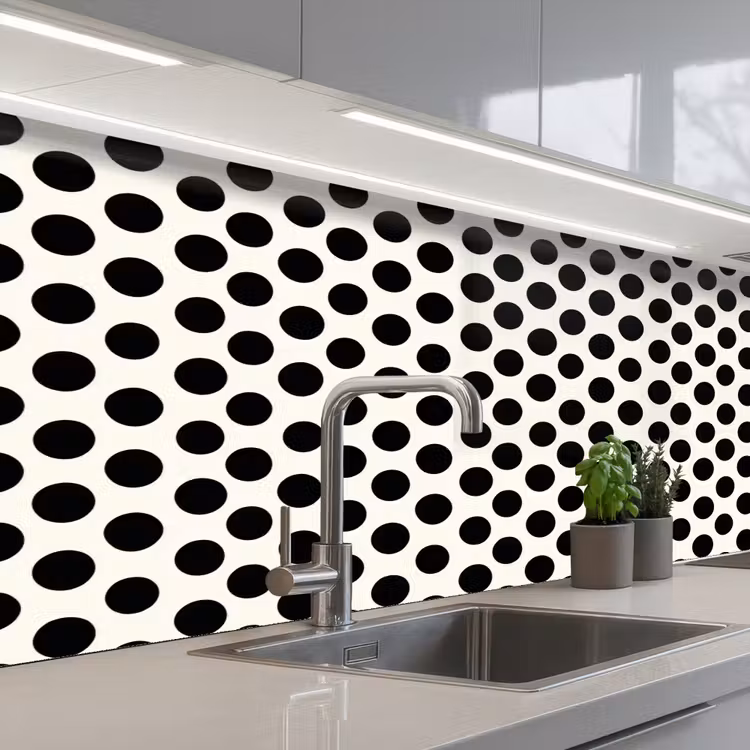 Klassiek - Stippen - Zwart keuken achterwand 2 middel 871 -3d_schuin