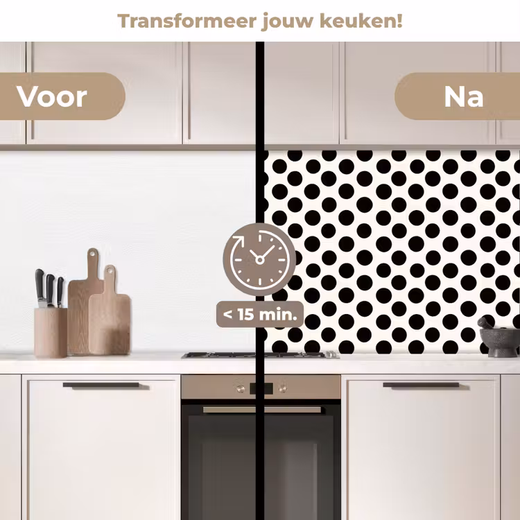 Klassiek - Stippen - Zwart keuken achterwand 2 middel 871 -voor-na2_NL