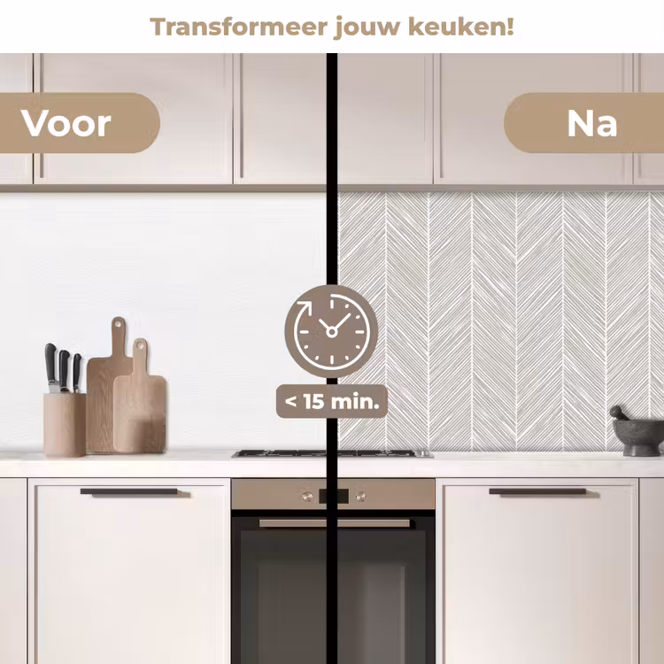 Klassiek - Visgraat - Grijs keuken achterwand 2 middel 871 -voor-na2_NL