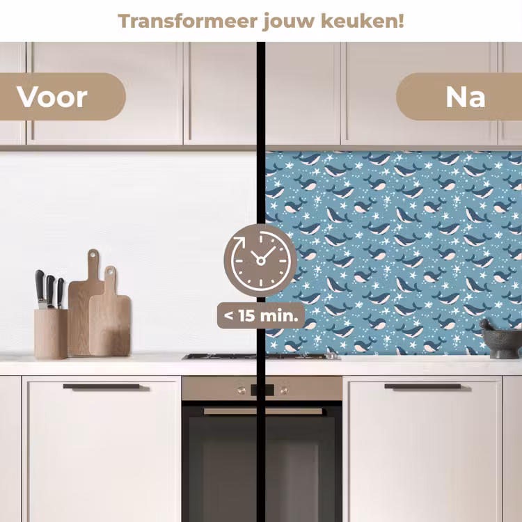 Klein - Oceaan - Walvis - Zeester keuken achterwand 2 middel 871 -voor-na2_NL