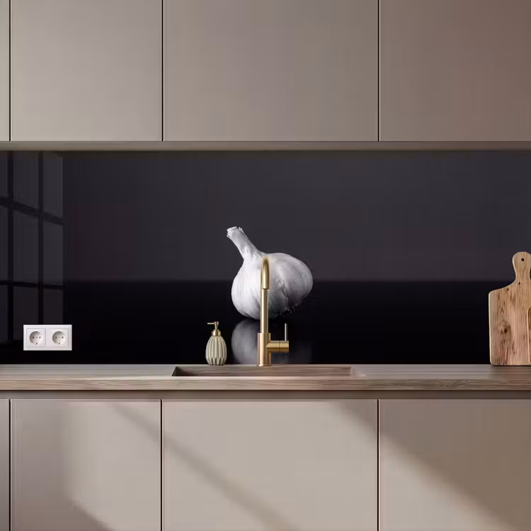 Knoflook - Zwart - Wit keuken achterwand 2 middel zz_3dshopping