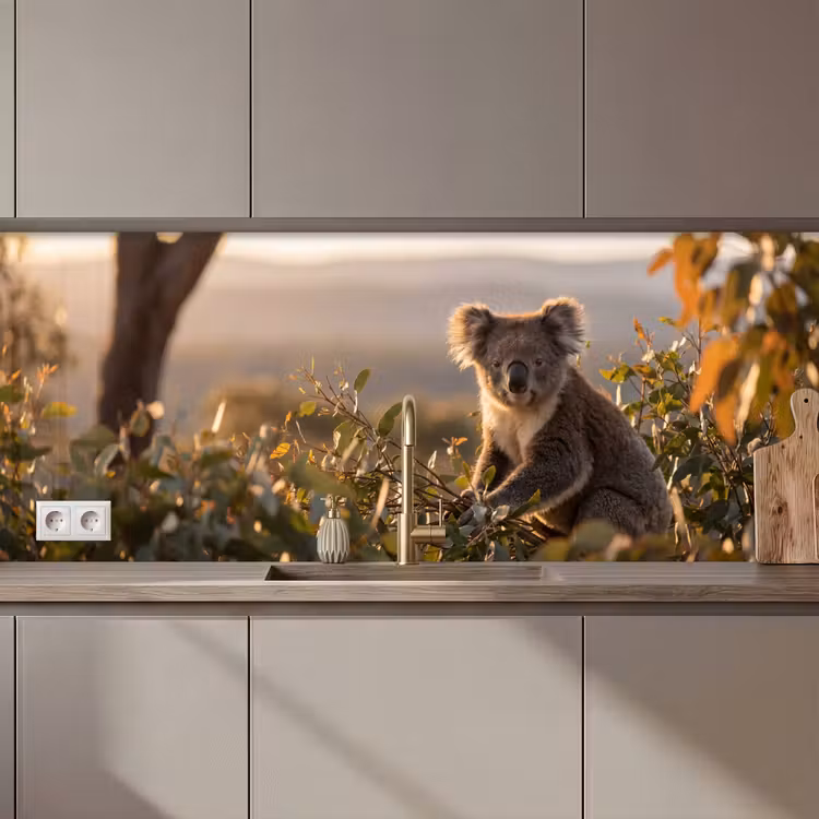 Koala - Bladeren - Ochtendlicht keuken achterwand 2 middel zz_3dshopping