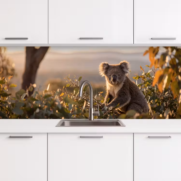 Koala - Bladeren - Ochtendlicht keuken achterwand 2 middel -3d