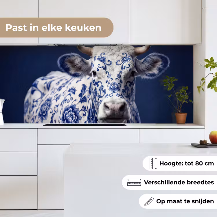 Koe - Delfts - Blauw - Artistiek keuken achterwand 2 middel -sfeer4_NL