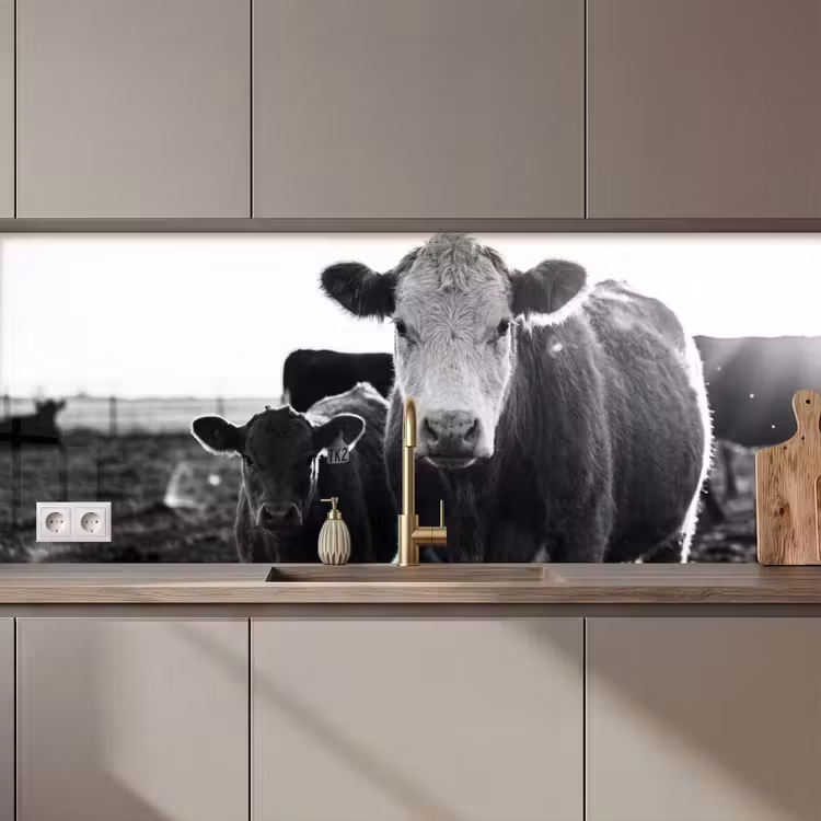 Koeien - Zwart - Wit keuken achterwand 2 middel zz_3dshopping