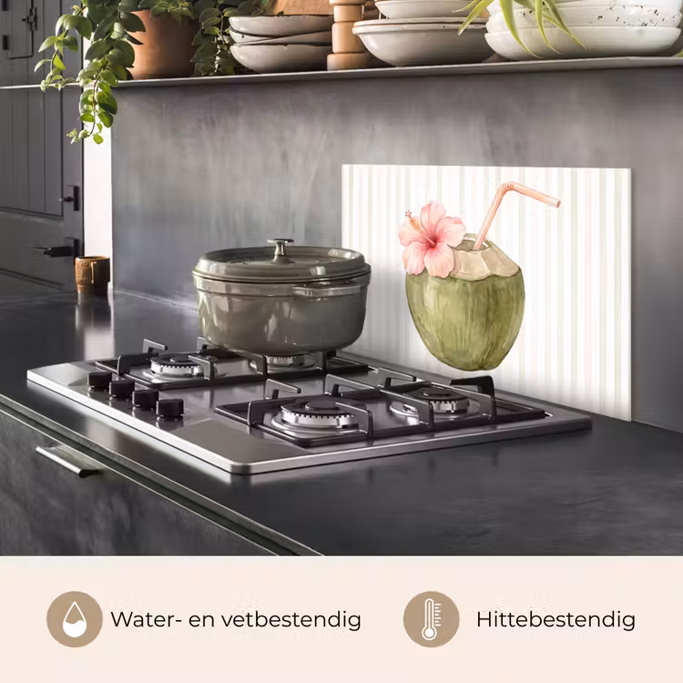 Kokosnoot - Drank - Tropisch - Illustratie - Zomer keuken achterwand spatscherm klein -usp_NL