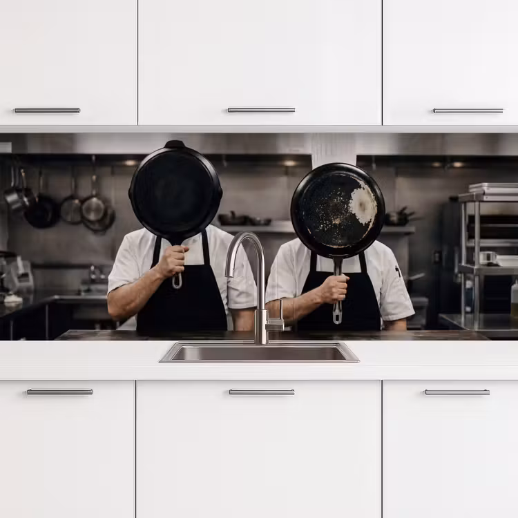 Koks - Koekenpannen - Keuken keuken achterwand 2 middel -3d