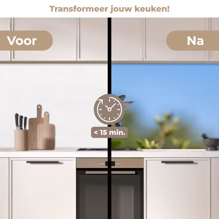 Kolibrie - Bloem - Natuur - Groen keuken achterwand 2 middel -voor-na2_NL