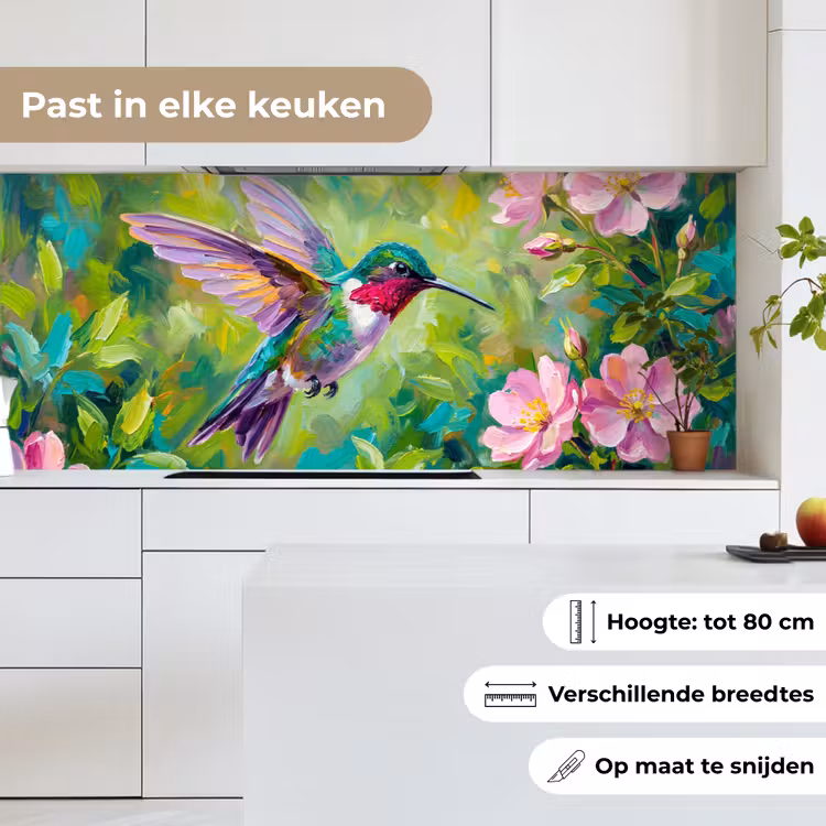 Kolibrie - Bloemen - Natuur - Kleurrijk keuken achterwand 2 middel -sfeer4_NL