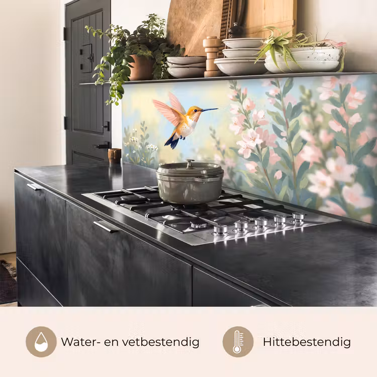 Kolibrie - Illustratie - Kleurrijk keuken achterwand 2 middel -usp_NL
