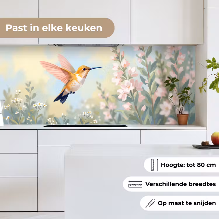 Kolibrie - Illustratie - Kleurrijk keuken achterwand 2 middel -sfeer4_NL