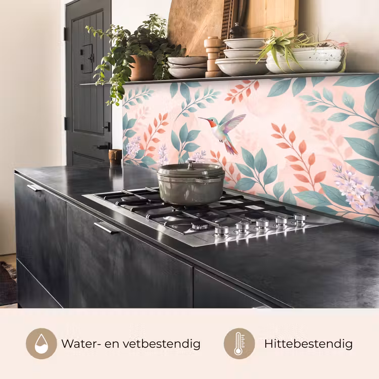 Kolibrie - Vliegen - Natuur - Illustratie - Kleurrijk keuken achterwand 2 middel -usp_NL