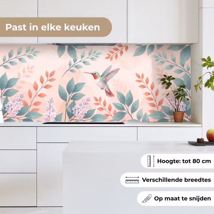 Kolibrie - Vliegen - Natuur - Illustratie - Kleurrijk keuken achterwand 2 middel -sfeer4_NL
