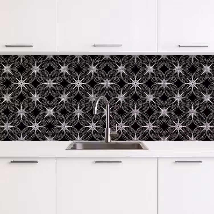 Kompas - Patronen - Zwart Wit keuken achterwand 2 middel 871 -3d