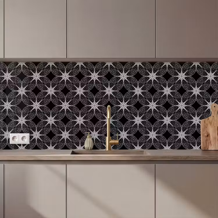 Kompas - Patronen - Zwart Wit keuken achterwand 2 middel 871 zz_3dshopping