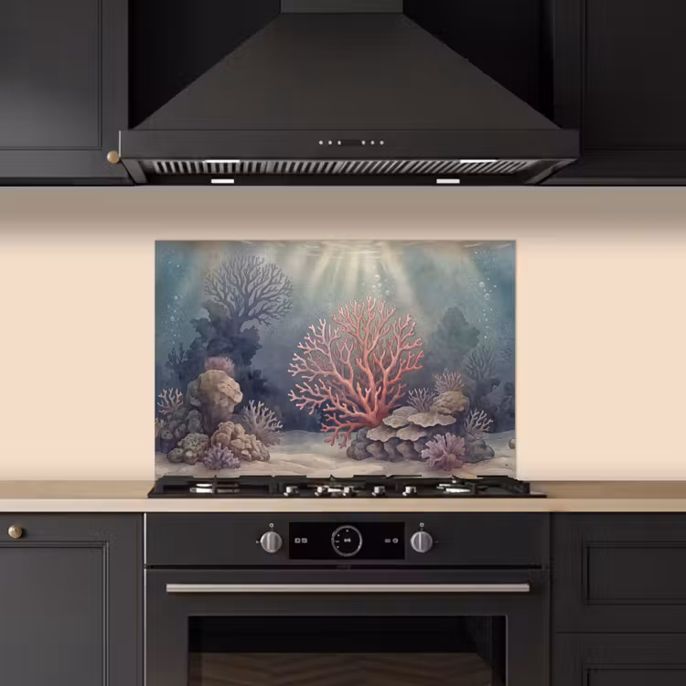 Koraal - Onderwater - Natuur - Roze keuken achterwand spatscherm klein -sfeer1