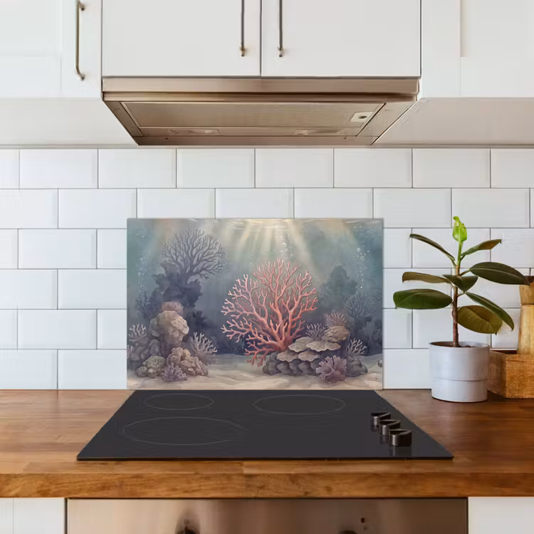 Koraal - Onderwater - Natuur - Roze keuken achterwand spatscherm klein -sfeer2