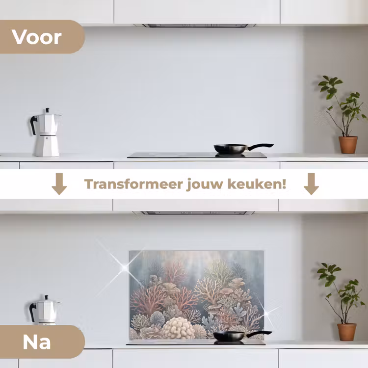 Koraal - Zeeleven - Onderwater - Illustratie - Natuur keuken achterwand spatscherm klein -voor_na_NL
