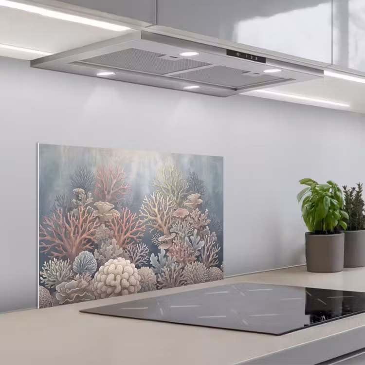 Koraal - Zeeleven - Onderwater - Illustratie - Natuur keuken achterwand spatscherm klein -3d_schuin