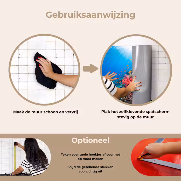 Koraalrif - Vissen - Onderwater - Tropisch - Rood keuken achterwand spatscherm klein -gebruiksaanwijzing_NL
