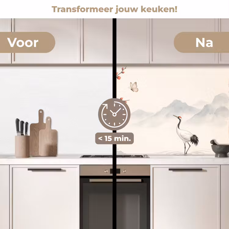 Kraanvogel - Azië - Klassiek keuken achterwand 2 middel -voor-na2_NL