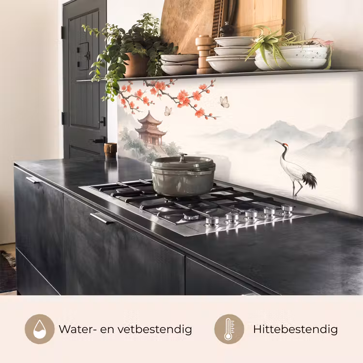 Kraanvogel - Azië - Klassiek keuken achterwand 2 middel -usp_NL