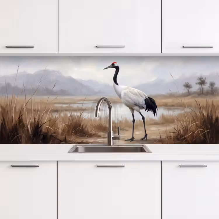 Kraanvogel - Natuur - Realistisch keuken achterwand 2 middel -3d