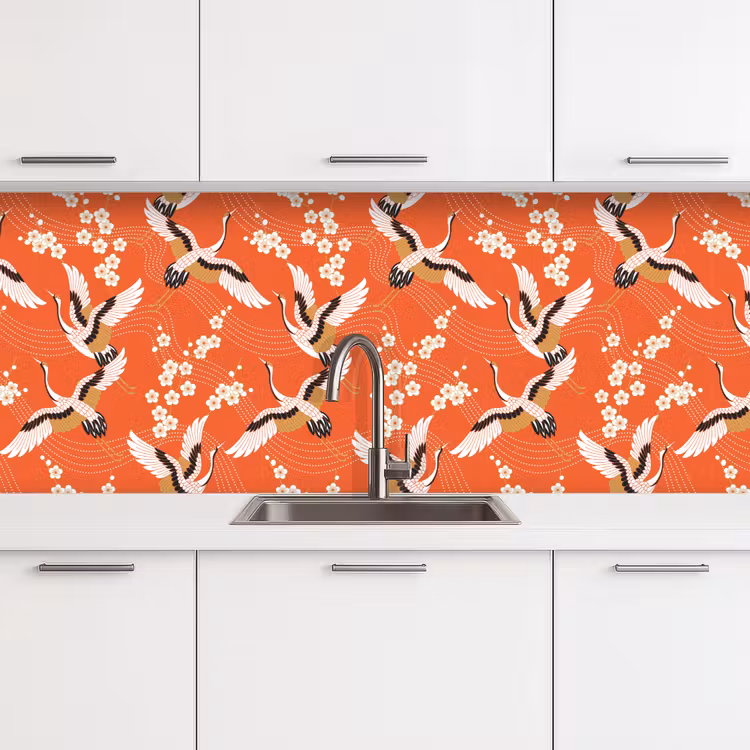 Kraanvogel - Sakura - Patronen - Japans keuken achterwand 2 middel 871 -3d