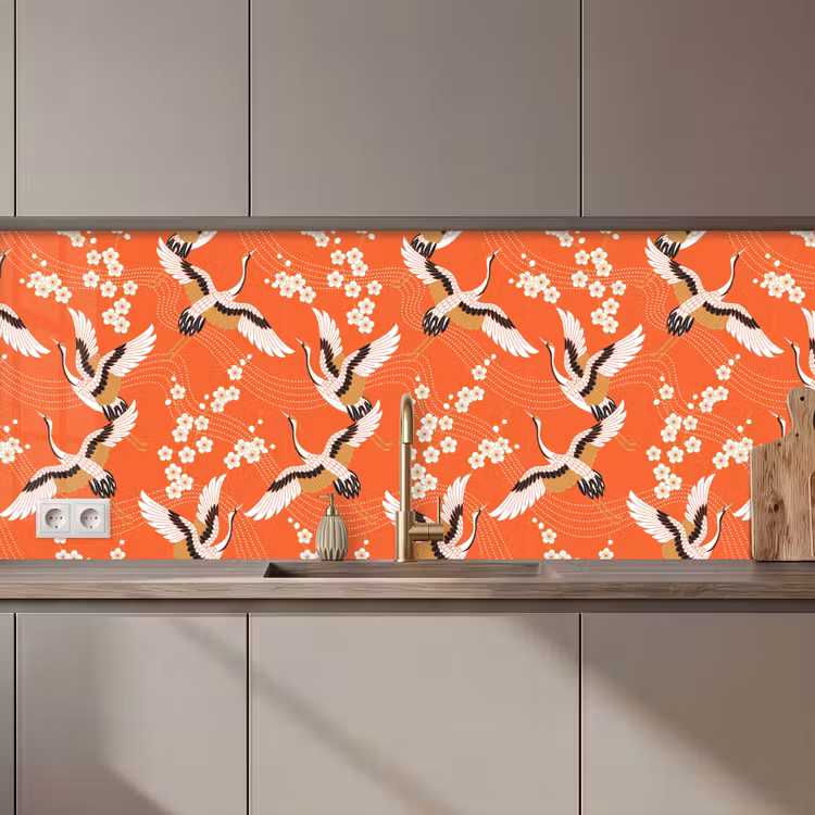 Kraanvogel - Sakura - Patronen - Japans keuken achterwand 2 middel 871 zz_3dshopping
