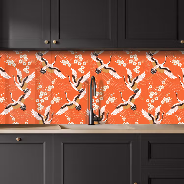 Kraanvogel - Sakura - Patronen - Japans keuken achterwand 2 middel 871 -sfeer1