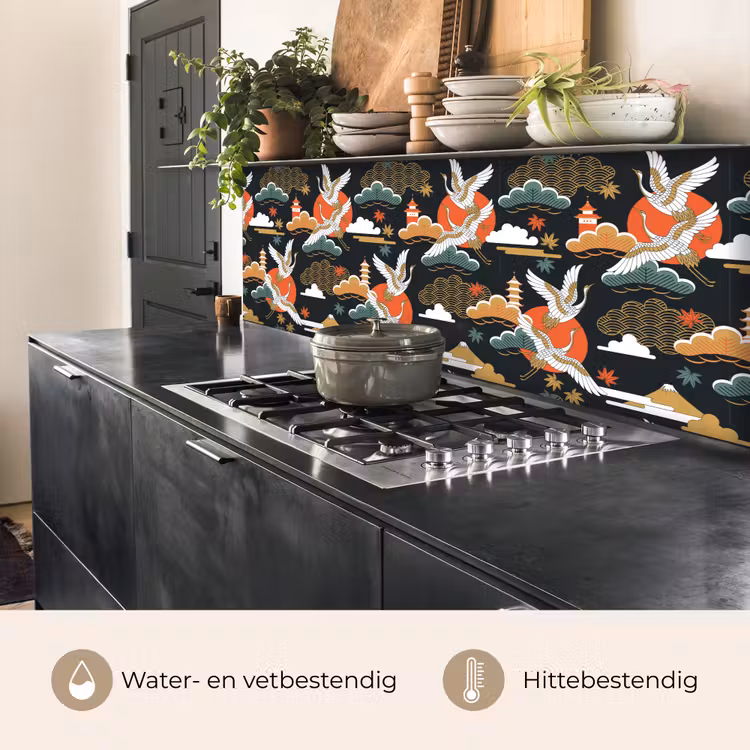 Kraanvogel - Wolken - Japan - Patroon keuken achterwand 2 middel 871 -usp_NL