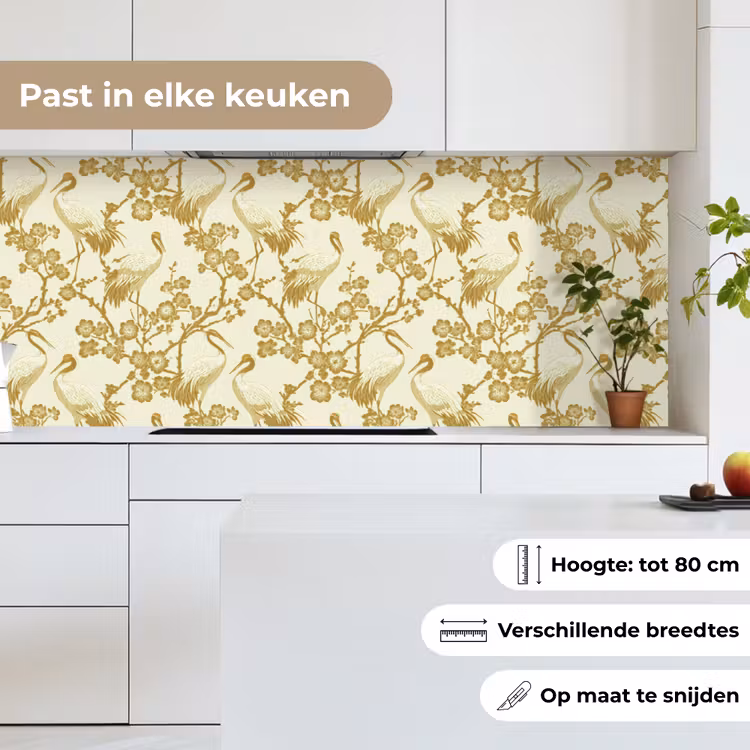 Kraanvogels - Kersenbloesem - Goud keuken achterwand 2 middel 871 -sfeer4_NL