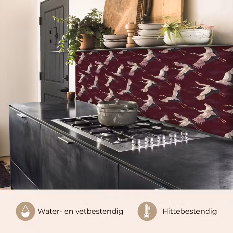 Kraanvogels - Klassiek - Bordeaux keuken achterwand 2 middel 871 -usp_NL