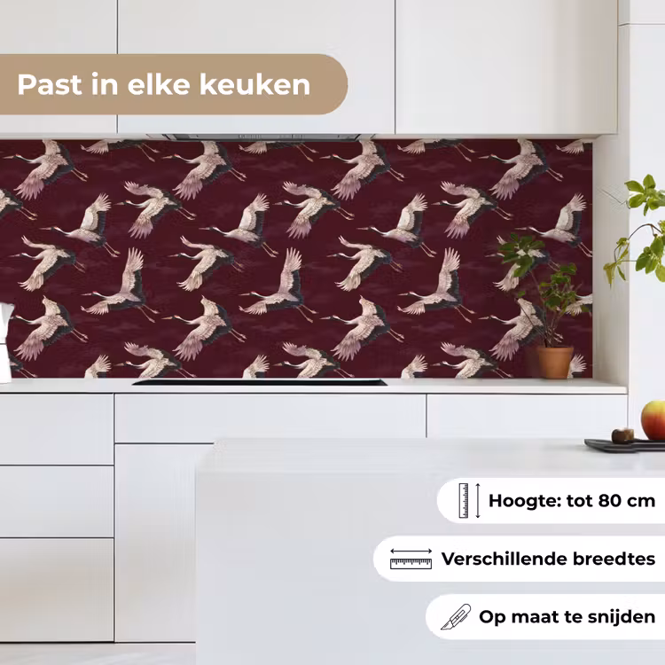 Kraanvogels - Klassiek - Bordeaux keuken achterwand 2 middel 871 -sfeer4_NL