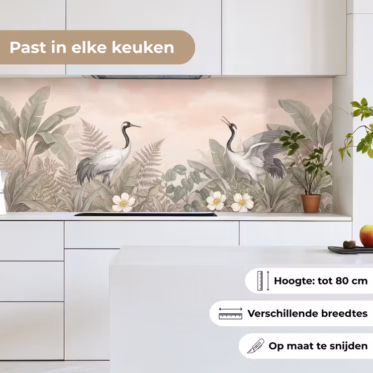 Kraanvogels - Natuur - Roze keuken achterwand 2 middel -sfeer4_NL