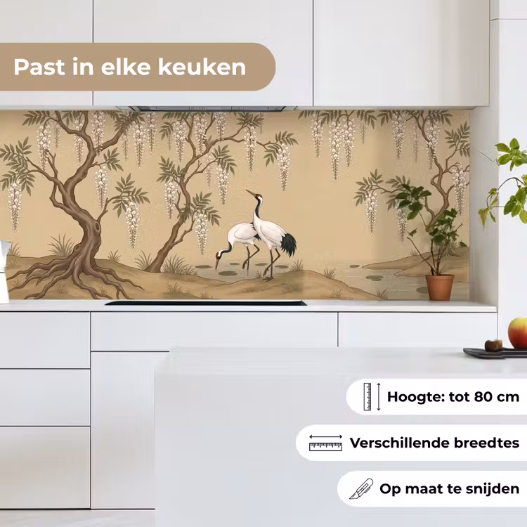 Kraanvogels - Water - Beige keuken achterwand 2 middel -sfeer4_NL